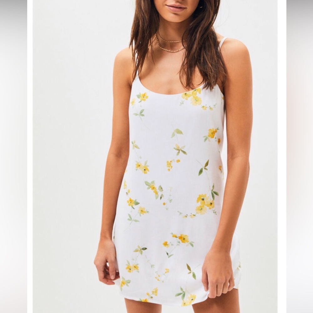 Pacsun white yellow floral L.A. Hearts dress tie back